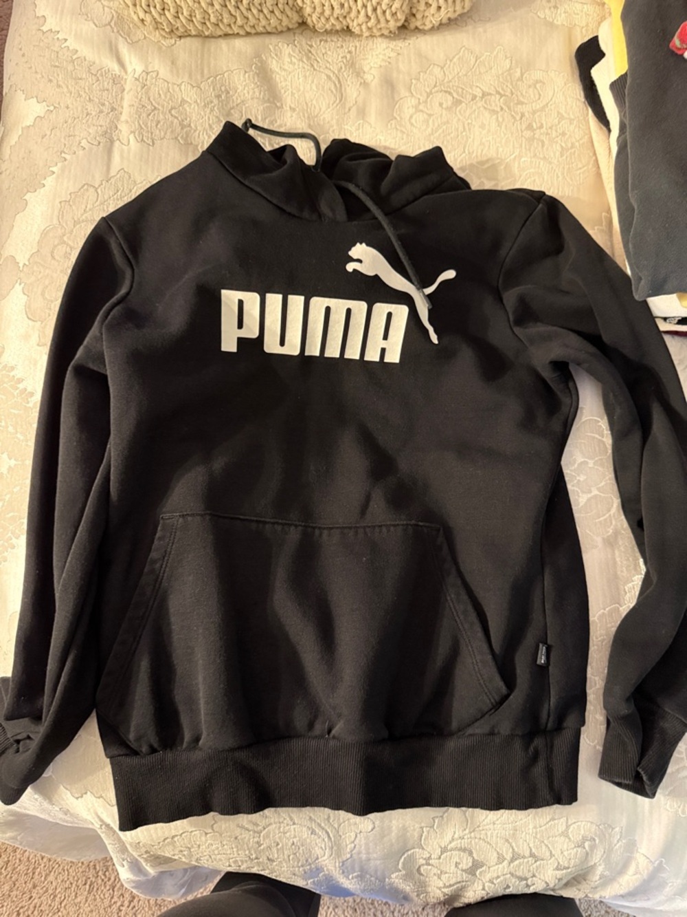 Puma Black Crewneck Hoodie with White Logo